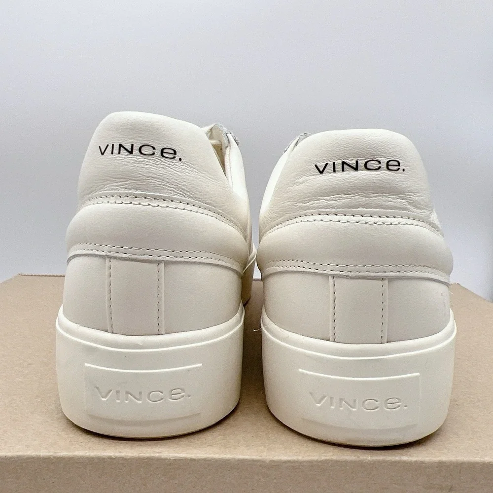 Vince Warren Court Women's Platform Sneakers Shoes White Leather Lace Up US 9